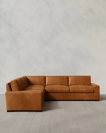 Stillman L Sectional in Leather - 116x116 / Auburn