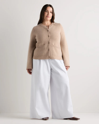 Mongolian Cashmere Structured Cardigan - 1X / Oatmeal