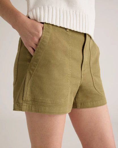 Organic Stretch Cotton Twill Utility Shorts - 0 / Ivory