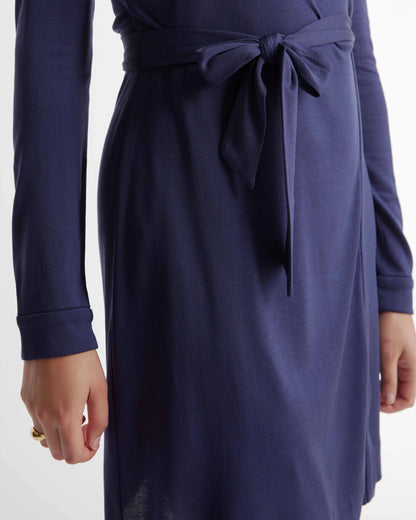100% Silk Jersey Mini Wrap Dress - XS / Evergreen