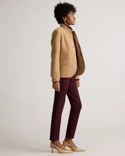 Italian Wool Stand Collar Blazer - XS / Warm Camel