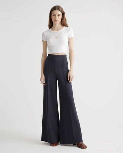 Ultra-Stretch Ponte Super Wide Leg Pants - XS / Black