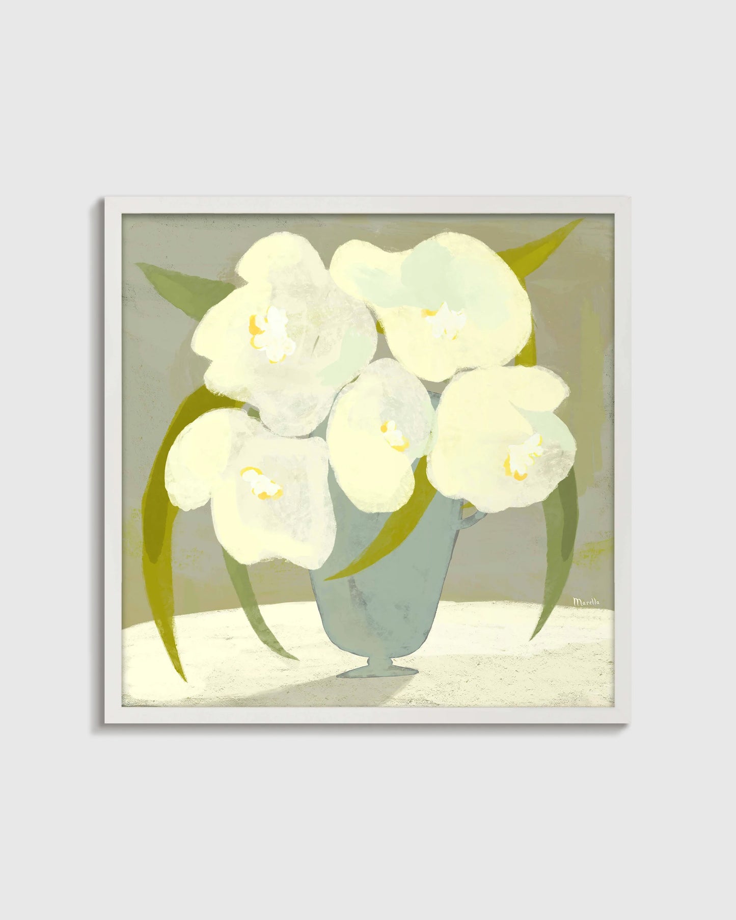 Vase with White Flowers by Marco Marella - 21.25"x21.25" / Oak