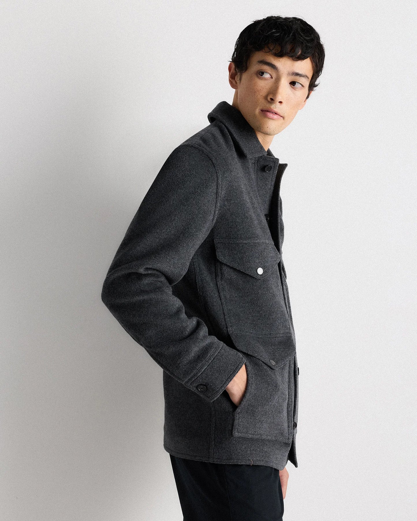 Wool Cashmere Field Jacket - S / Heather Grey