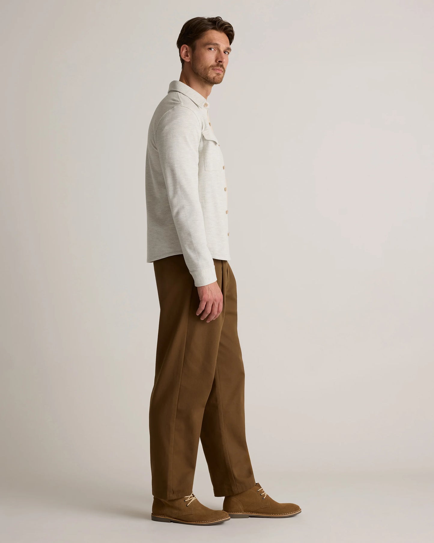 Cotton Pique Knit Overshirt - XS / Heather Charcoal