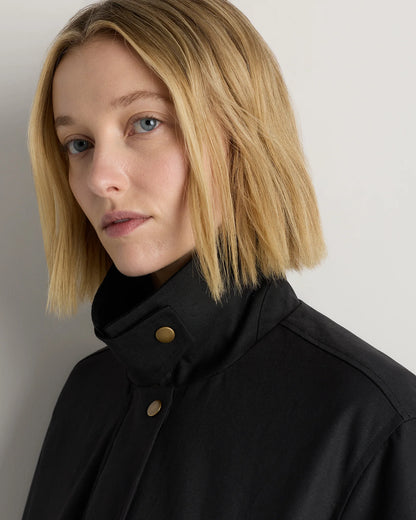 Organic Waxed Cotton Cropped Barn Jacket - XS / Vintage Black