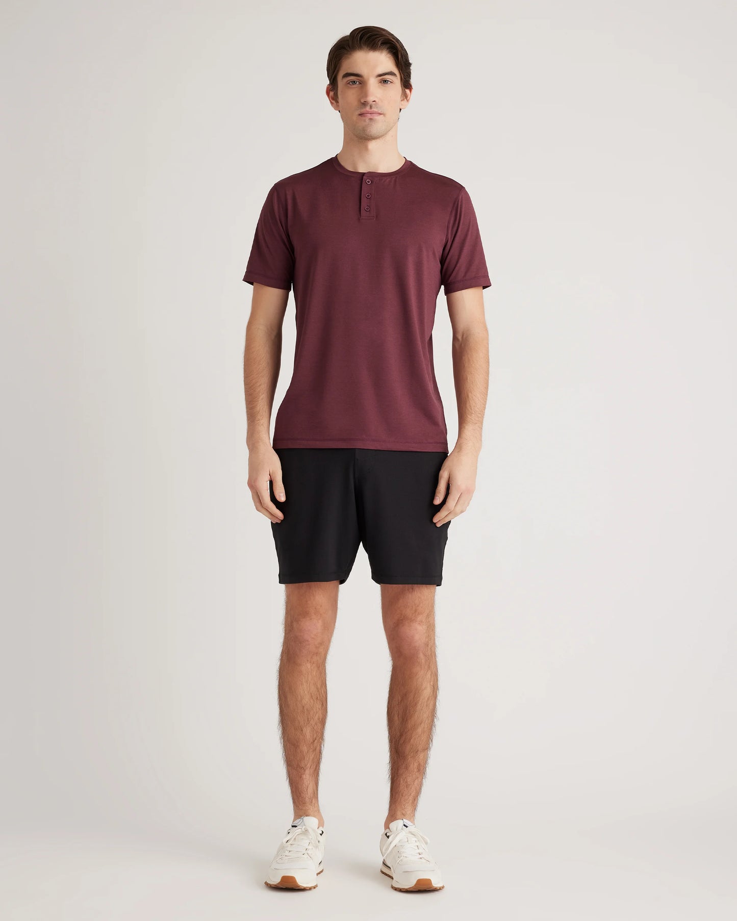 Flowknit Breeze Performance Henley Tee - XS / Burgundy