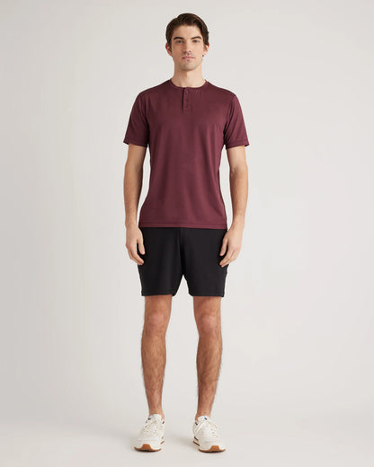 Flowknit Breeze Performance Henley Tee - XS / Burgundy