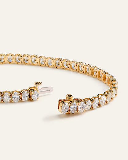 14K Gold Lab Grown Diamond North-South Oval Tennis Bracelet - 10ctw - 6.5" / Yellow Gold