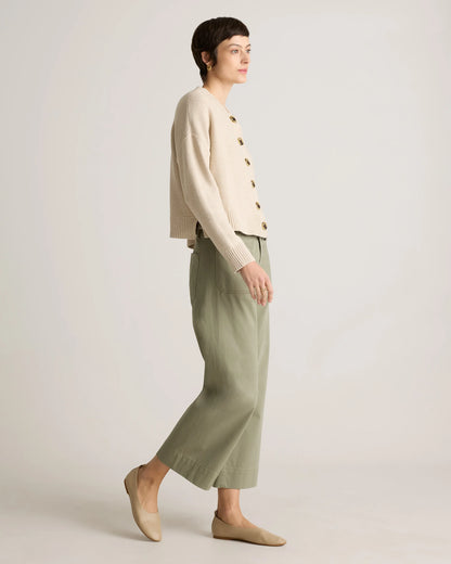 100% Organic Cotton Cropped Cardigan - XS / Heather Brown