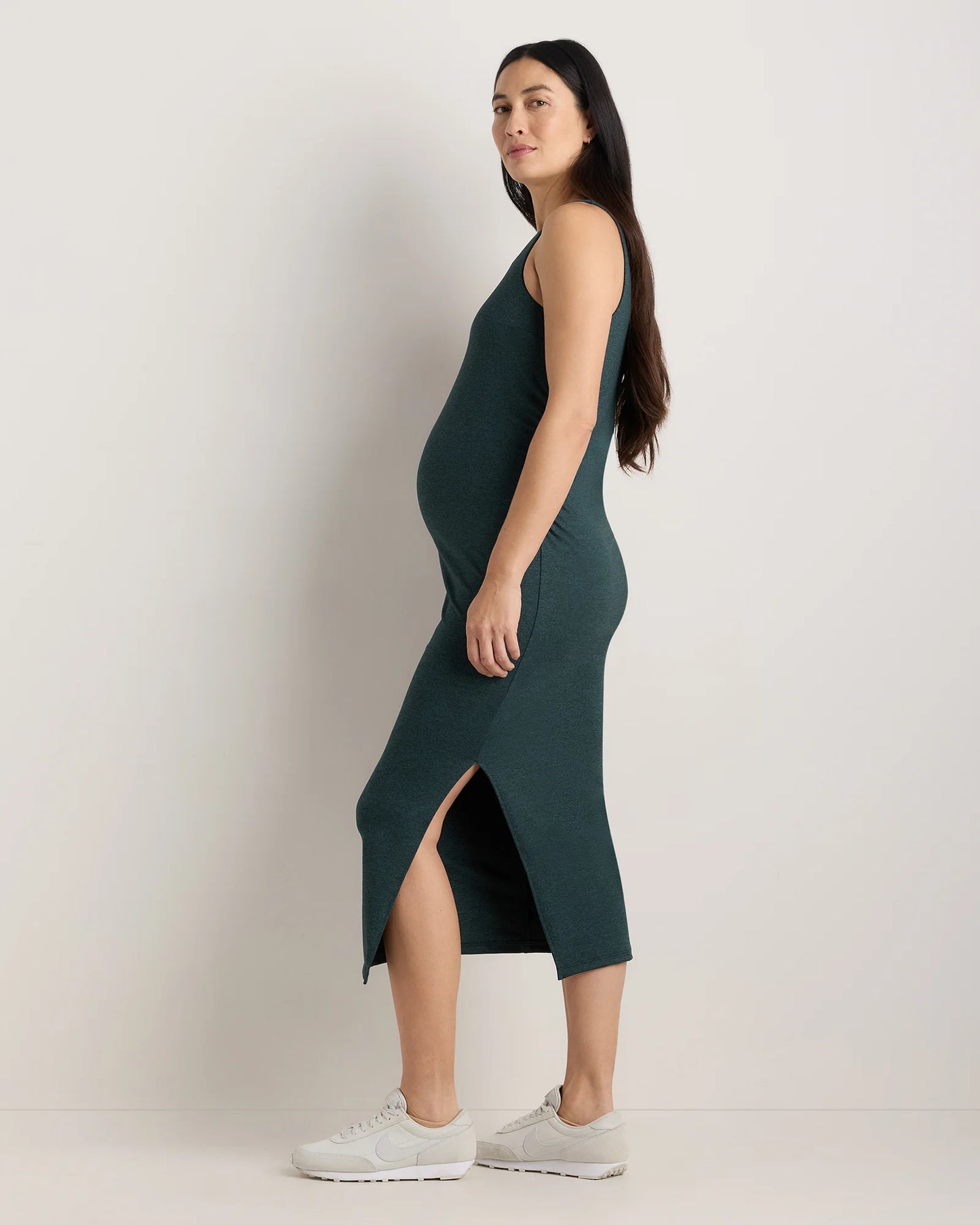 Ultra-Soft Maternity Midi Dress - XS / Heather Black