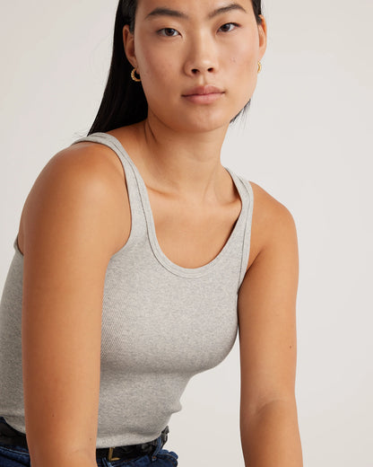 Organic Cotton Micro-Rib Scoop Neck Tank - XS / Moonstone Blue
