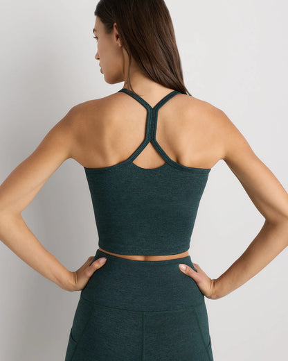 Ultra-Soft Y-Back Cropped Bra Tank - XS / Heather Black