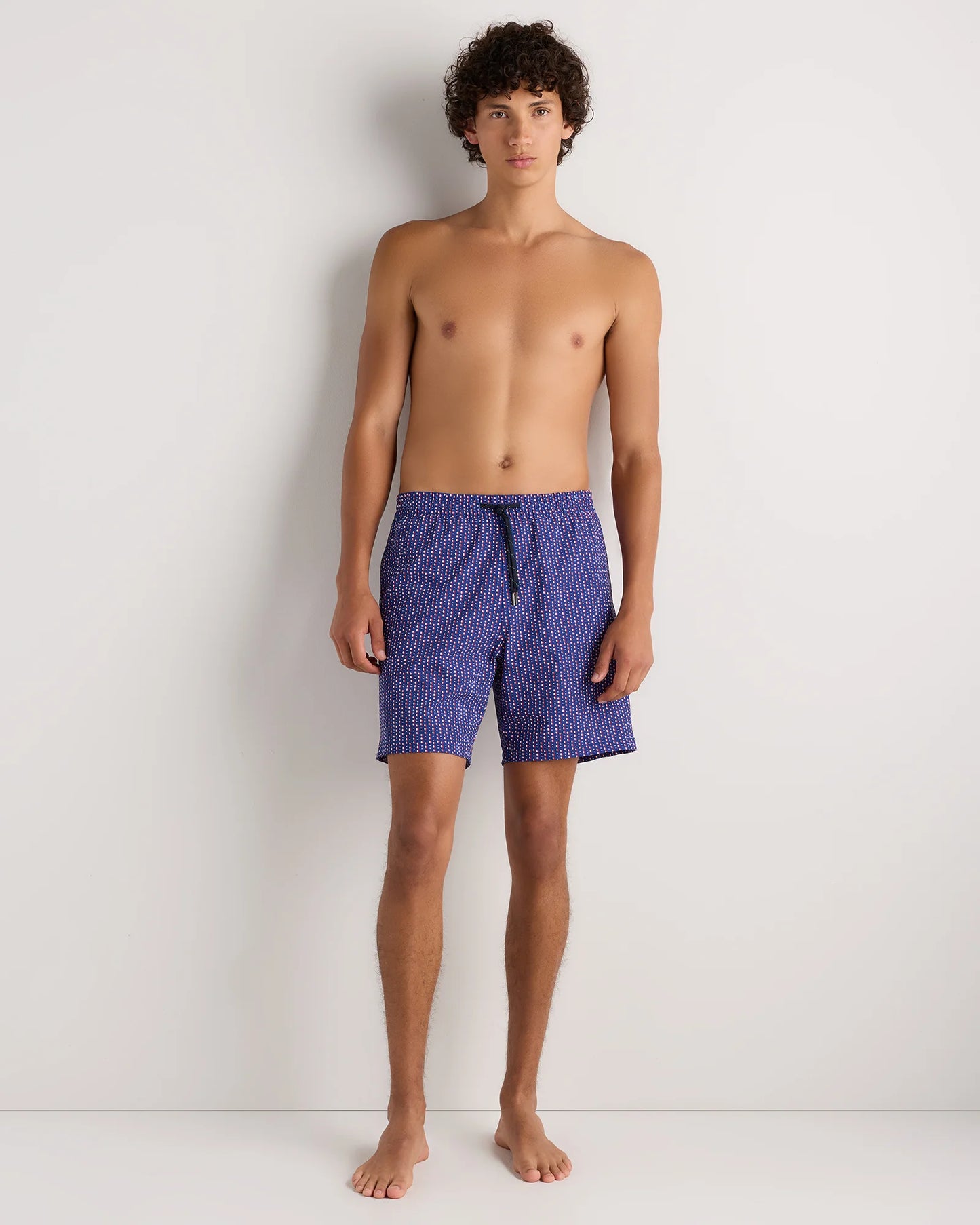 Italian Swim Trunks - 7" - XS / Navy Diamond Geo