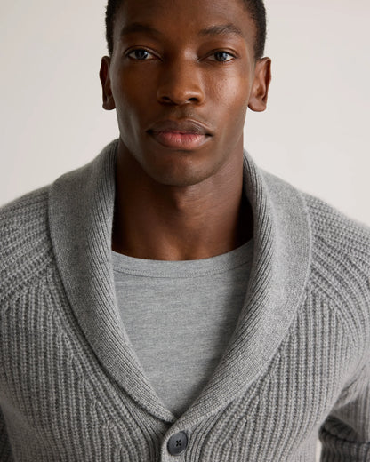 Mongolian Cashmere Shawl Collar Cardigan - S / Black