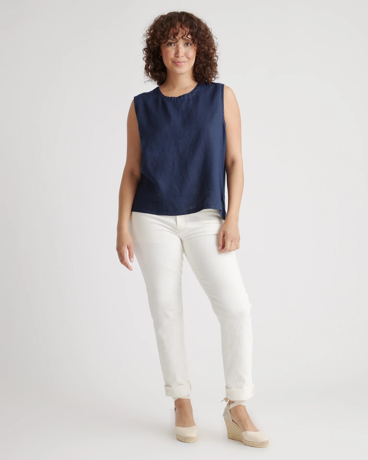 100% European Linen Tank - XS / Black