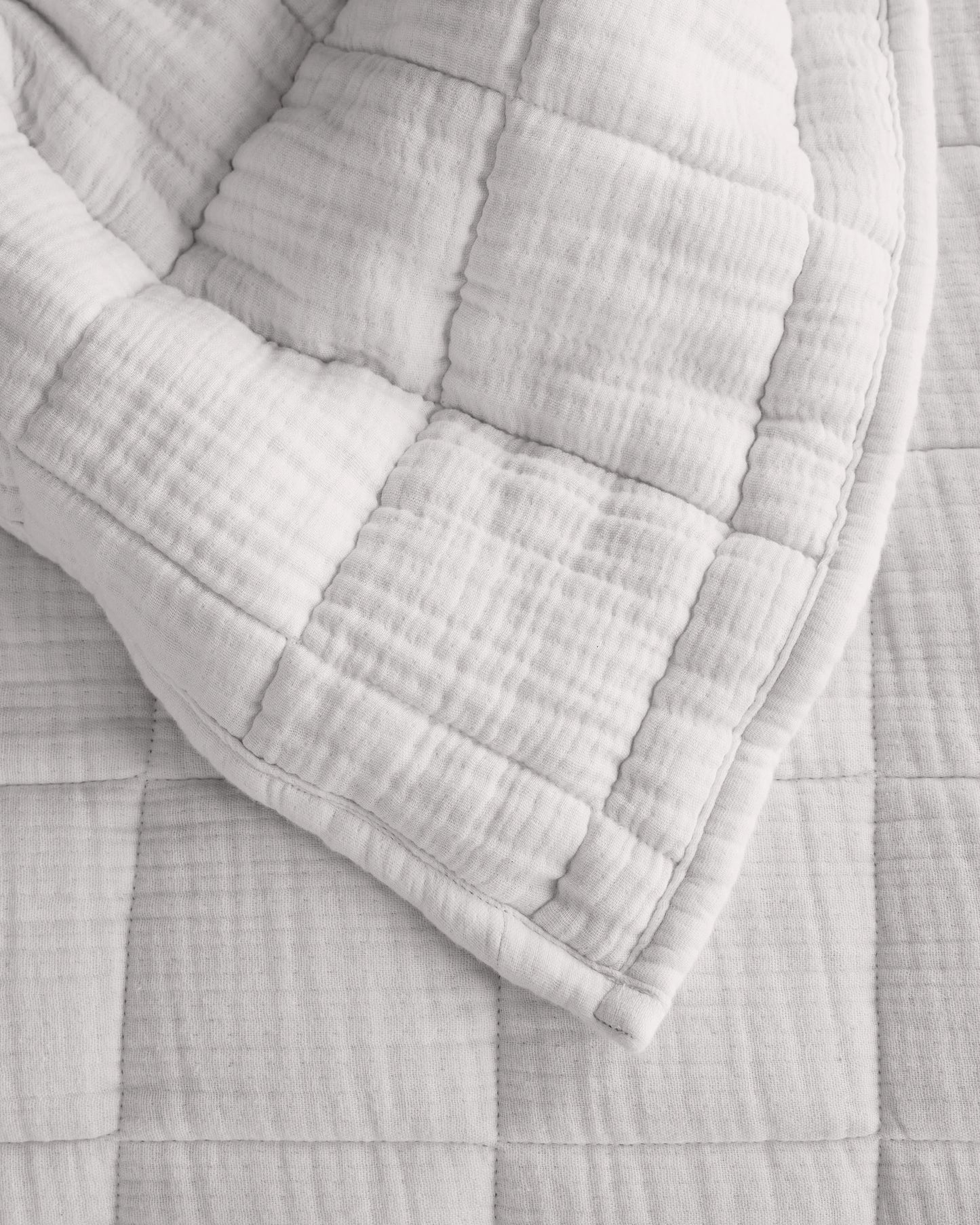 Organic Cotton Gauze Box Quilt - Twin / Mineral