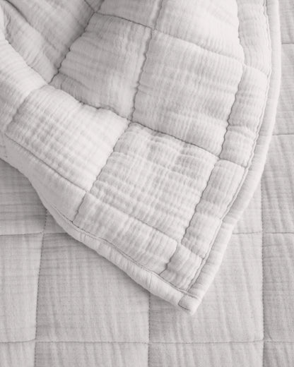 Organic Cotton Gauze Box Quilt Set - Twin / Mineral