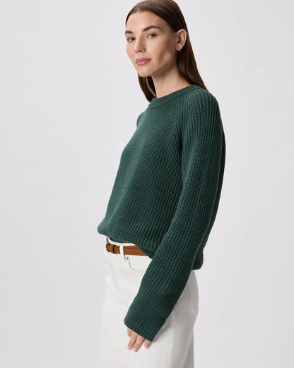 100% Organic Cotton Fisherman Crew Sweater - XS / Sapphire Blue