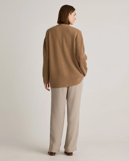 Mongolian Cashmere Oversized Boyfriend Cardigan Sweater - XS / Brown