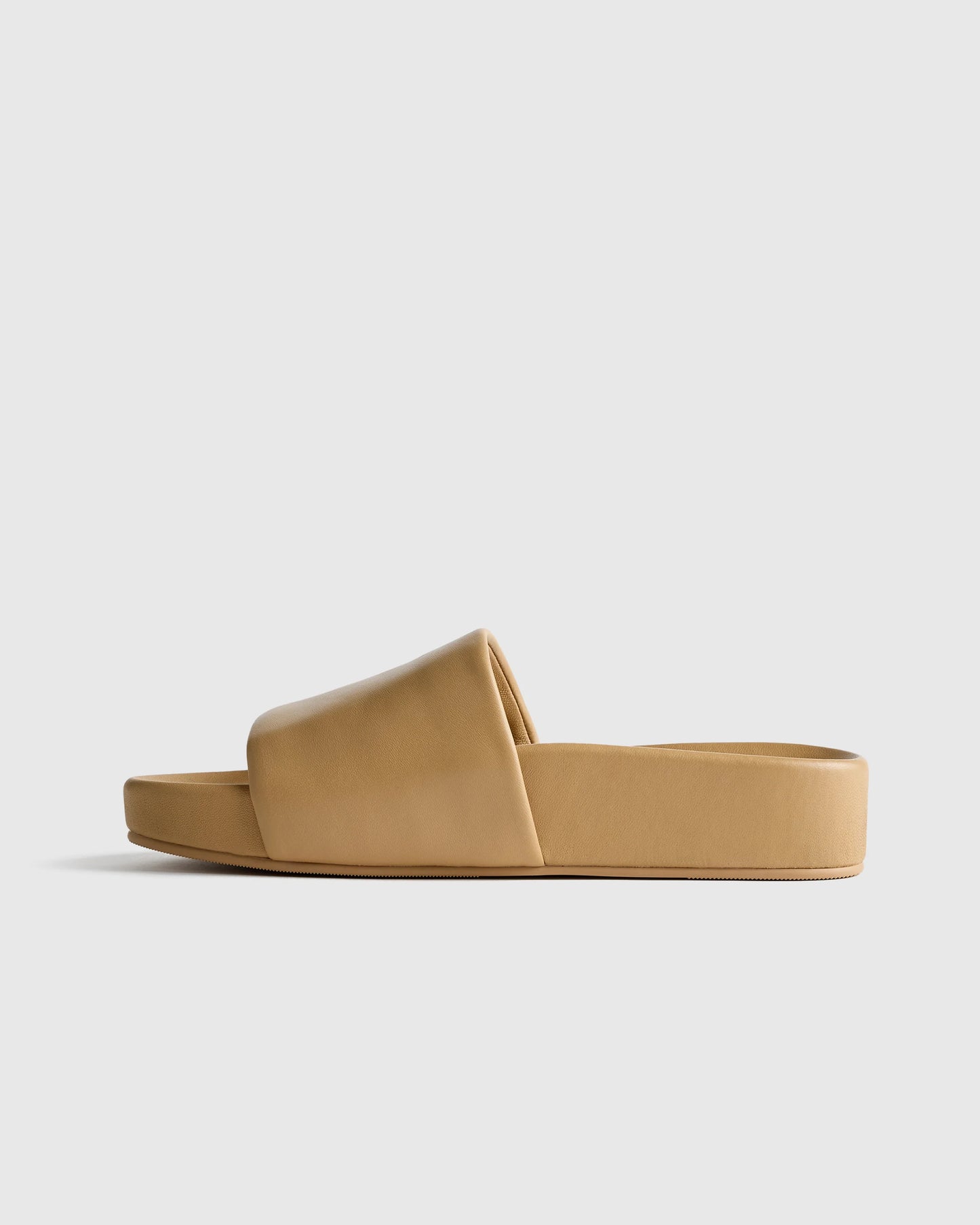 Italian Leather Platform Slide Sandal - 5 / Black