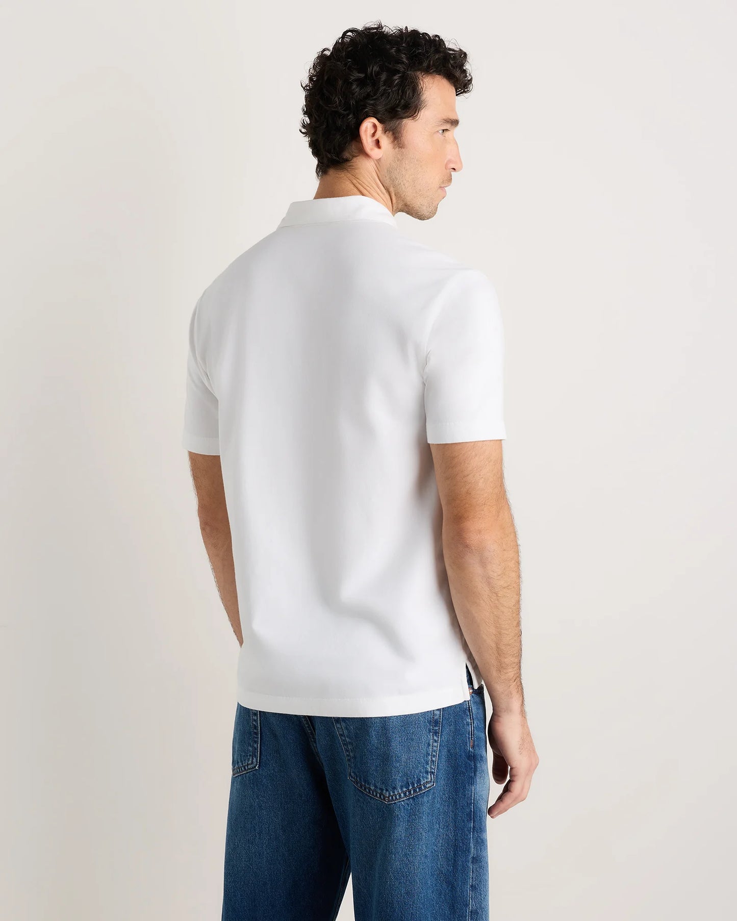 100% Organic Sueded Jersey Polo - S / Classic White