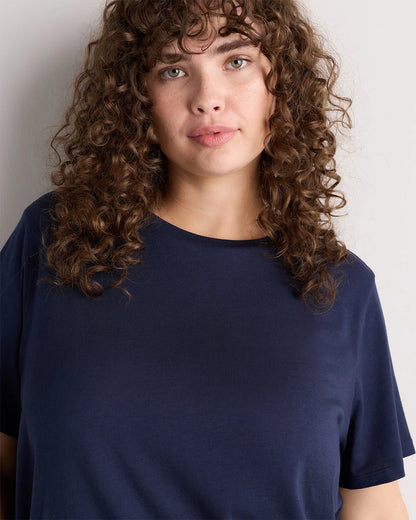 Cotton Modal Crew Neck Swing Tee - 1X / Navy