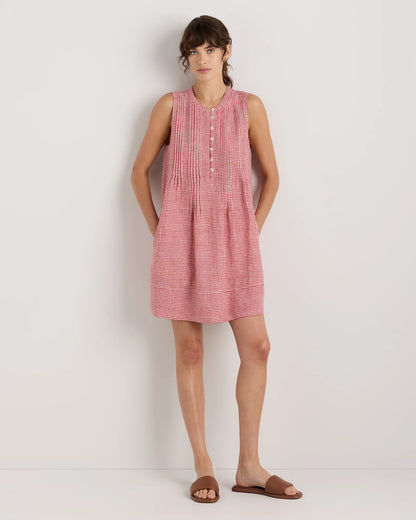 100% European Linen Sleeveless Swing Dress - XS / Classic Mini Gingham