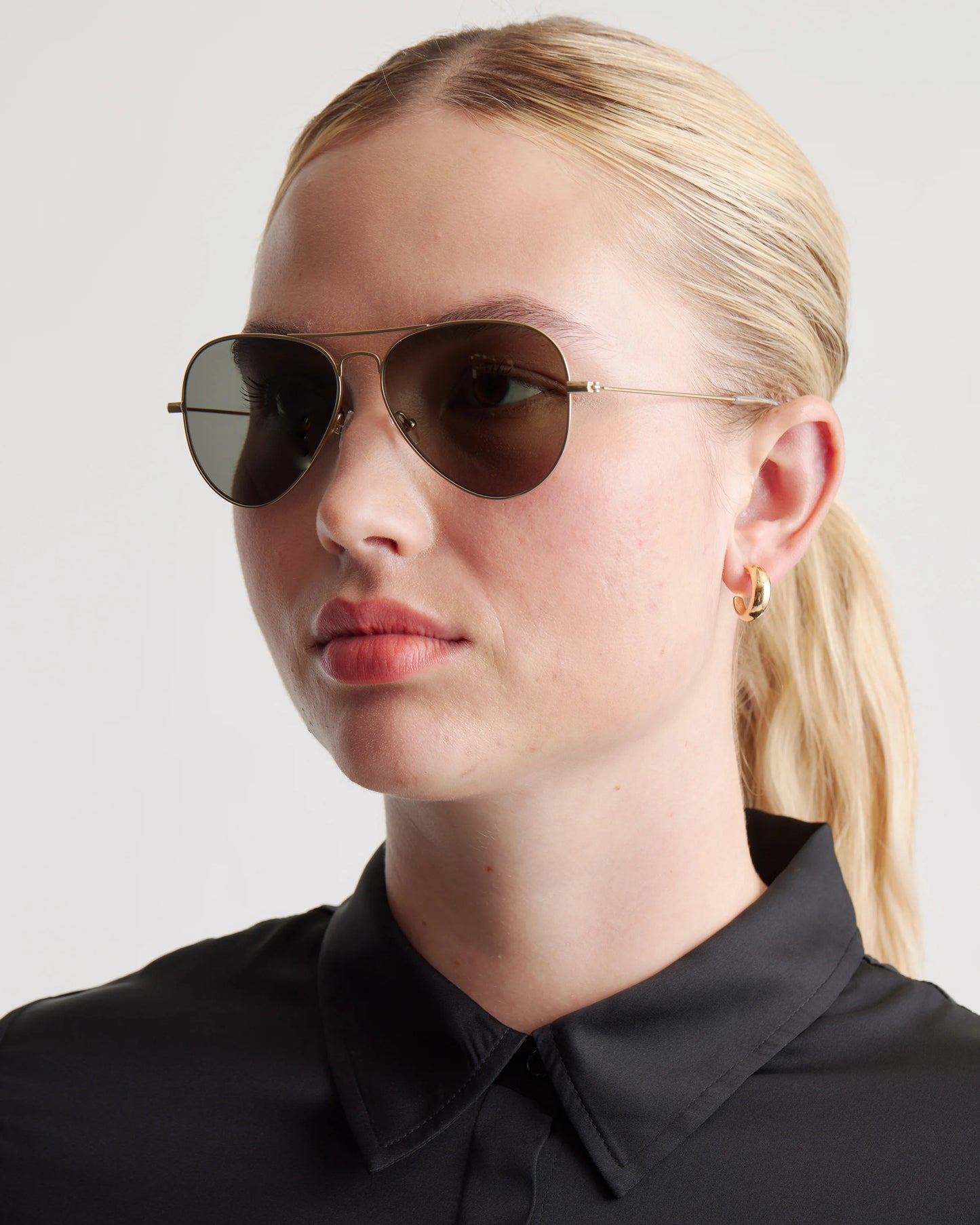 Halston Polarized Stainless Steel Aviator Sunglasses - One Size / Gold with Green lens