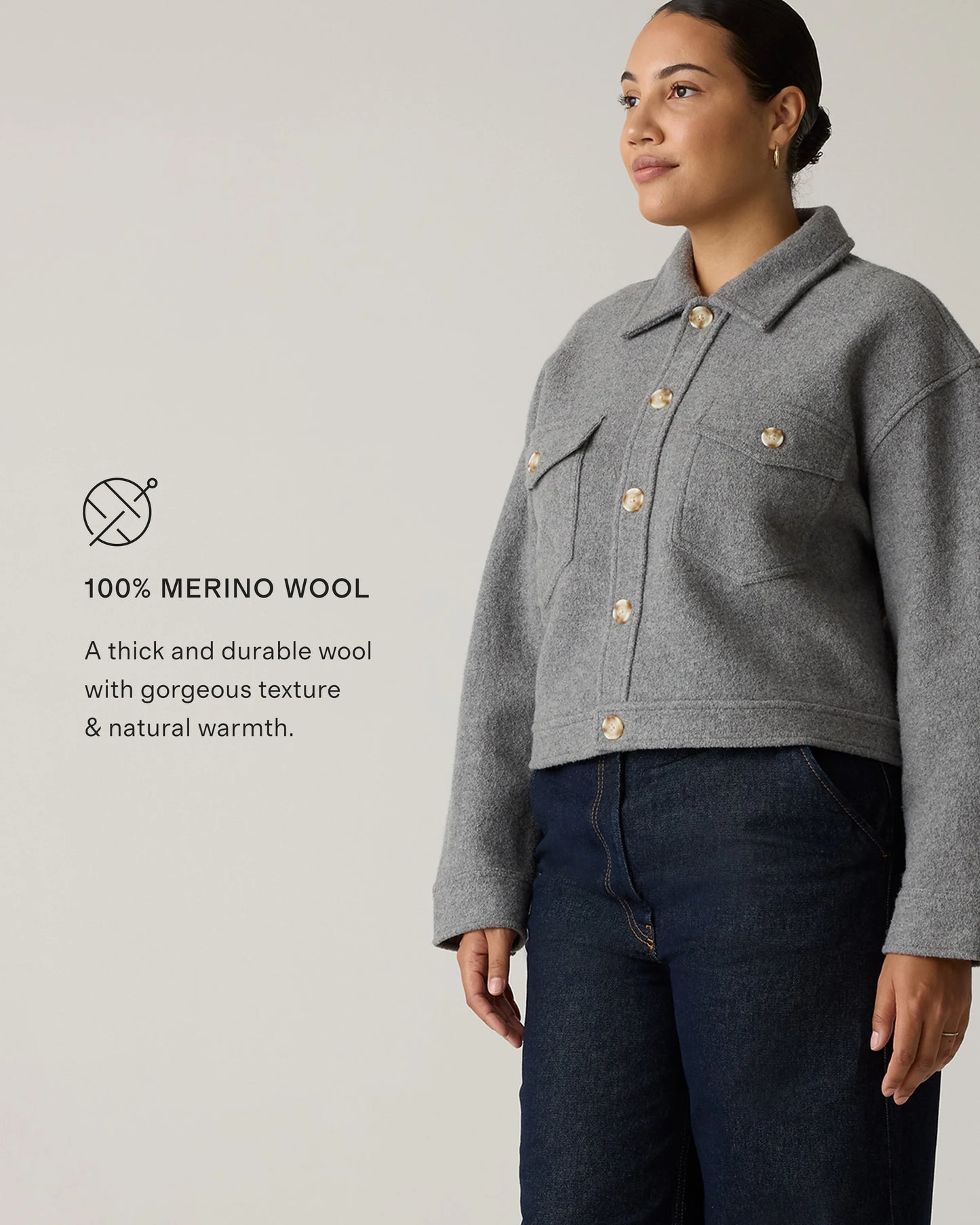 100% Merino Wool Cropped Shirt Jacket - XS / Mulled Wine