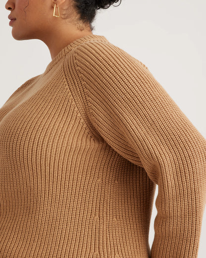 100% Organic Cotton Fisherman Crew Sweater - 1X / Blue Sapphire
