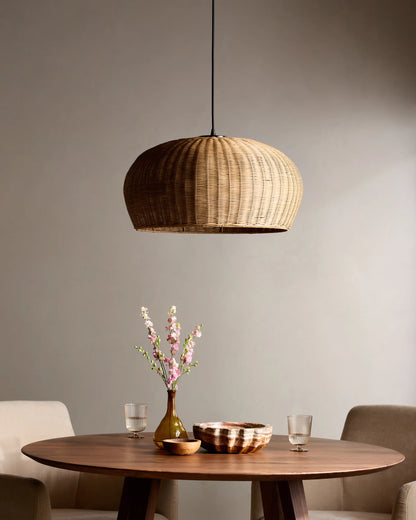 Natural Rattan Dome Pendant Light - One Size / Natural
