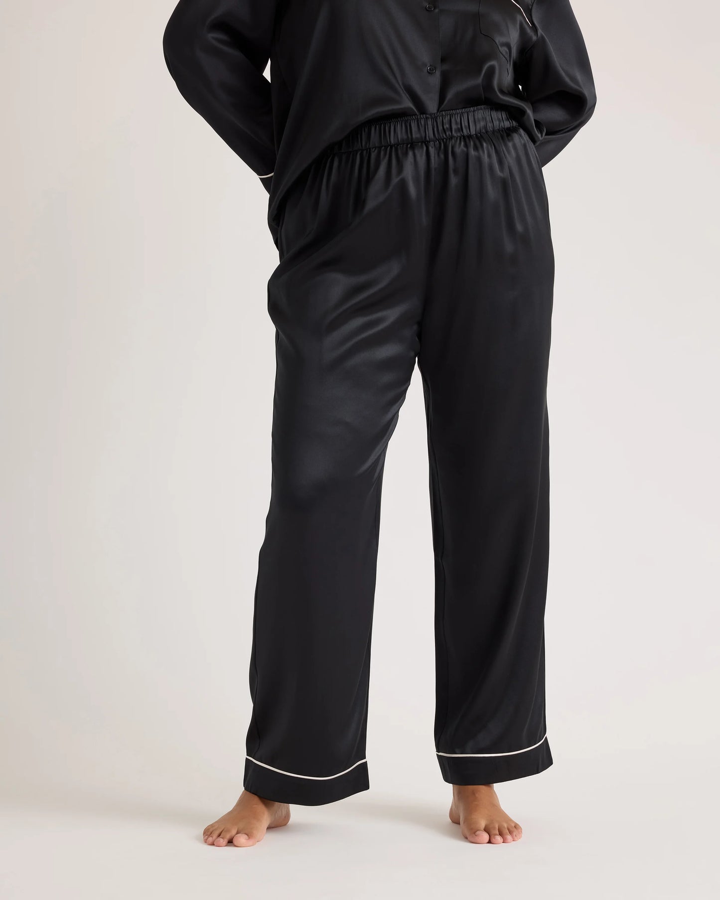 100% Washable Silk Satin Pajama Pant - XS / Toasted Almond