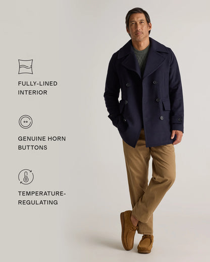 Italian Wool Peacoat - S / Cadet Blue