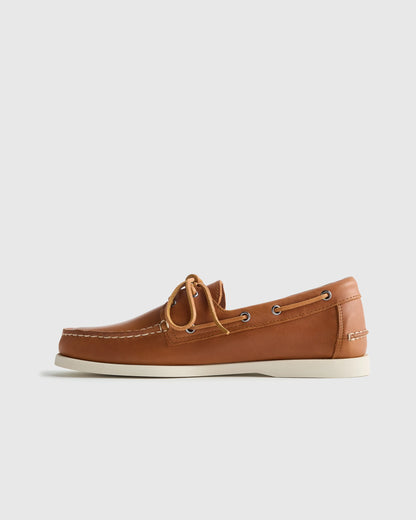 Water Resistant Leather Boat Shoe - 7 / Brunette