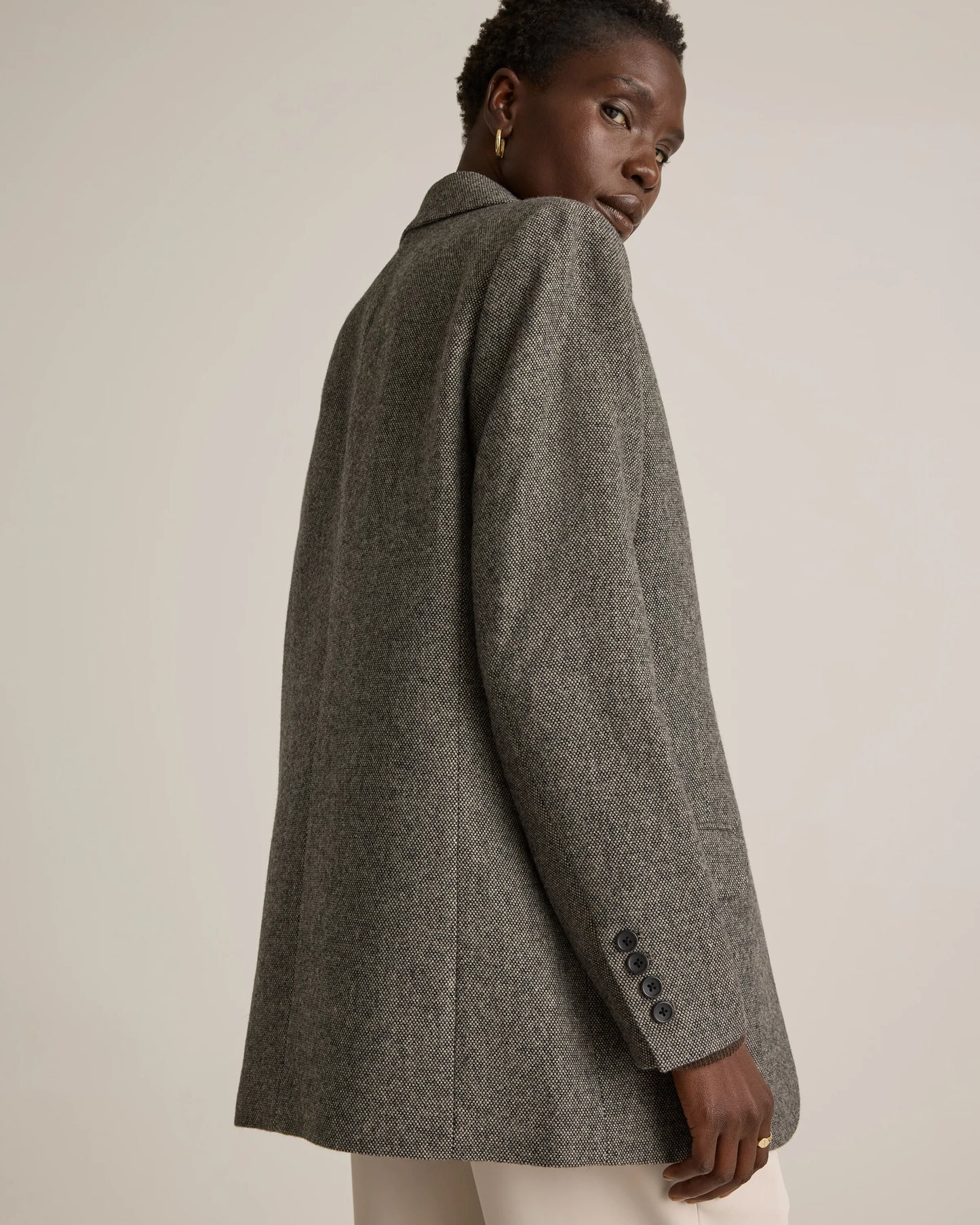 Italian Wool Oversized Blazer - XS / Textured Brown