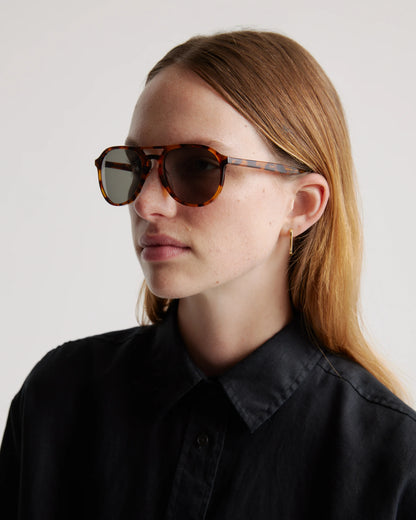 Kai Polarized Acetate Sunglasses - One Size / Ginger Tortoise with Green lens