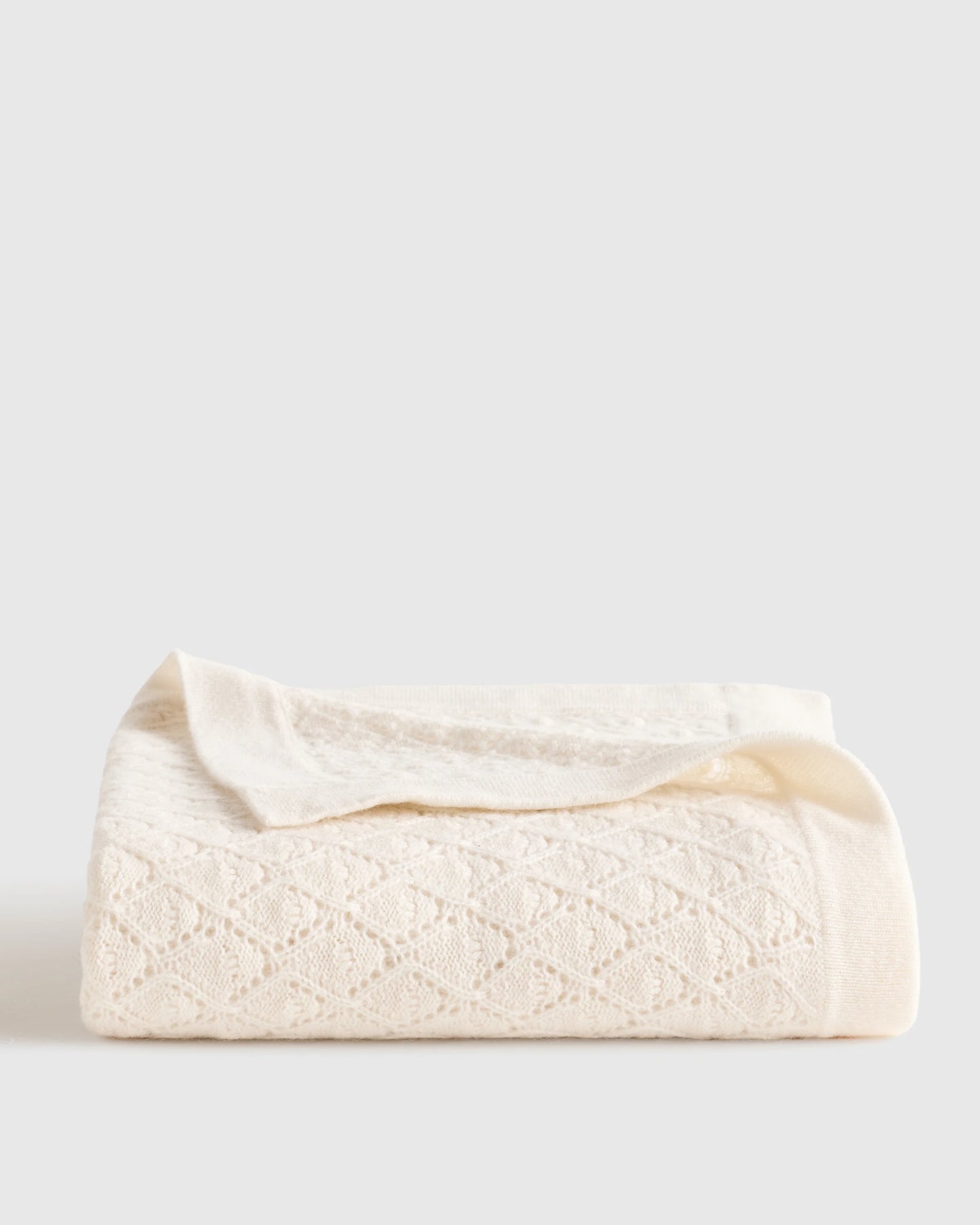 Mongolian Cashmere Pointelle Baby Blanket - One Size / Ivory