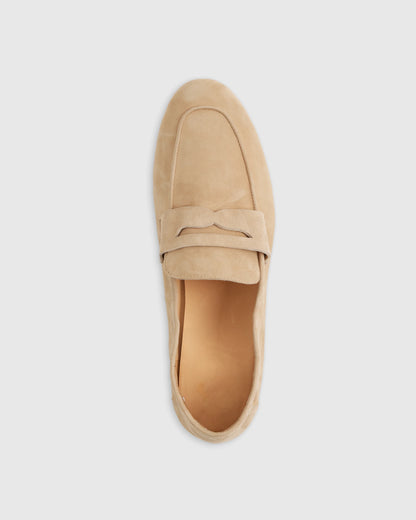 Italian Suede Penny Loafer - 5 / Almond