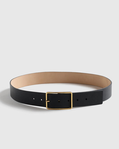 Siena Rectangle European Leather Belt - XS / Black
