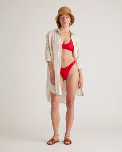 Italian High-Leg Bikini Bottom - XS / Mocha Midi Dot
