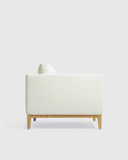 Performance Chenille Linen Blend Accent Chair with Solid Oak Base - One Size / Snow