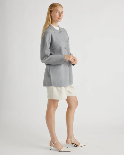 Eco-Knit Milano Stitch Oversized Shirt Jacket - XS / Heather Grey