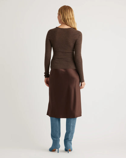 100% Washable Silk Skirt - XS / Champagne