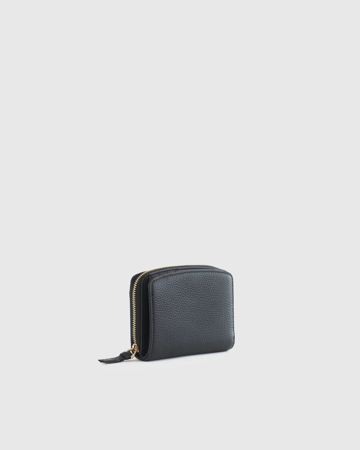 Italian Pebbled Leather Compact Wallet - One Size / Cognac