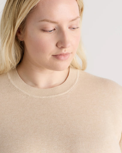 Lightweight Cotton Cashmere Crew Sweater - 1X / Black