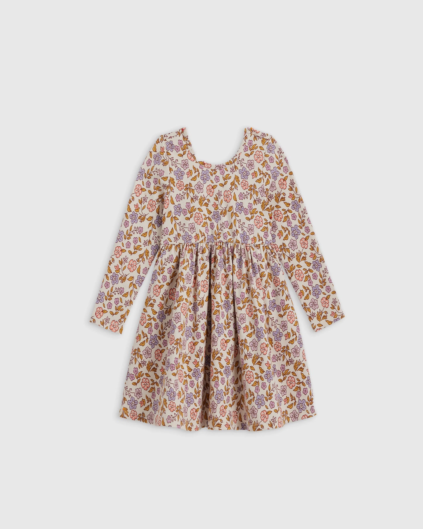 Organic Cotton Long Sleeve Skater Dress - 2T / Red Poppy Garden