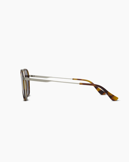 Madrid Polarized Stainless Steel Sunglasses - Standard / Silver/Ginger Tortoise with Green lens