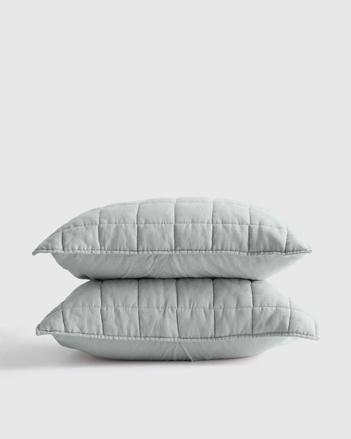 European Linen Box Quilted Sham Set - Standard / White