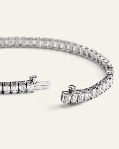 14K Gold Lab Grown Diamond North-South Emerald Tennis Bracelet - 10ctw - 6.5" / Yellow Gold